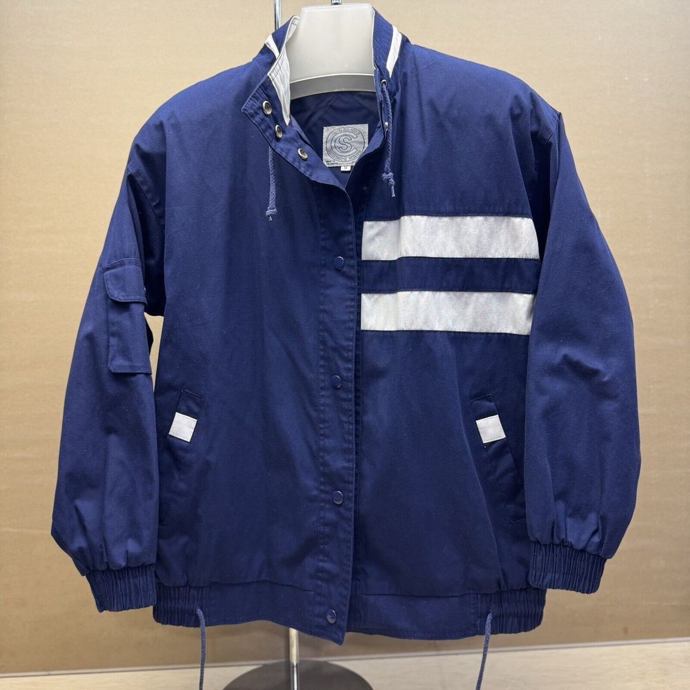 Vintage Med 80s 90s Current Seen Nautical‎ Yacht Sailing Jacket Navy White
